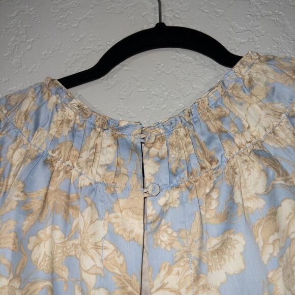 New Rebecca Taylor Blue Sky‎ Satin Leaf Floral Open Back Top Size 8 - Picture 11 of 12